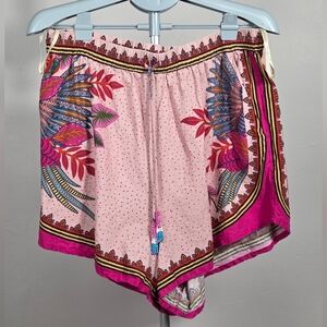 Farm Rio Pink Printed Shorts with Beaded Tassel (Size XL)